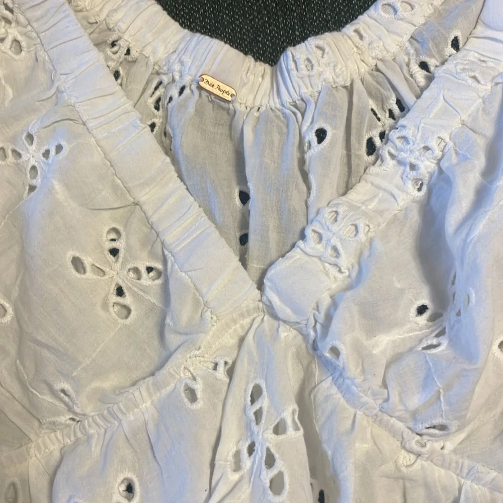 Free People White Ruffled Crop Blouse - Picture 6 of 7